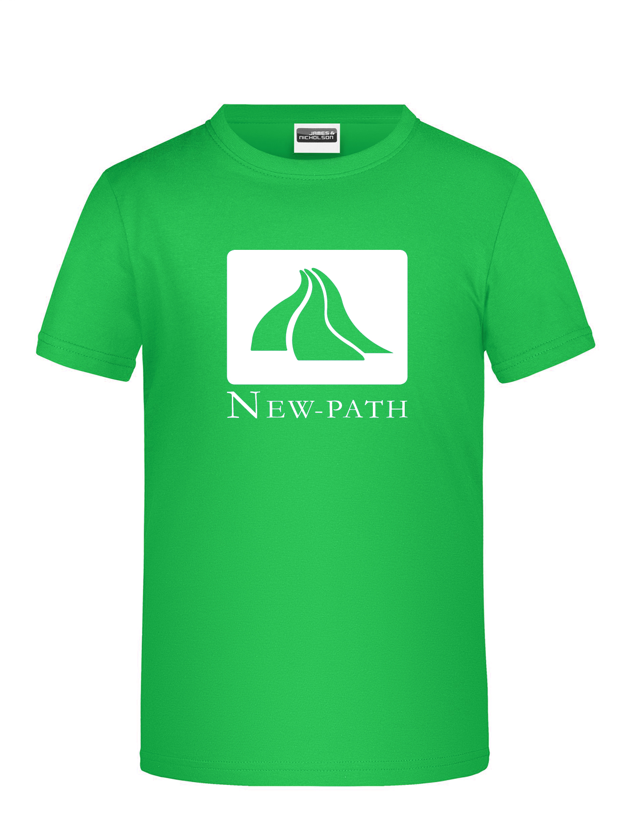 Beispiel-T-Shirt blau mit kleinem New-path Recovery Center Logo