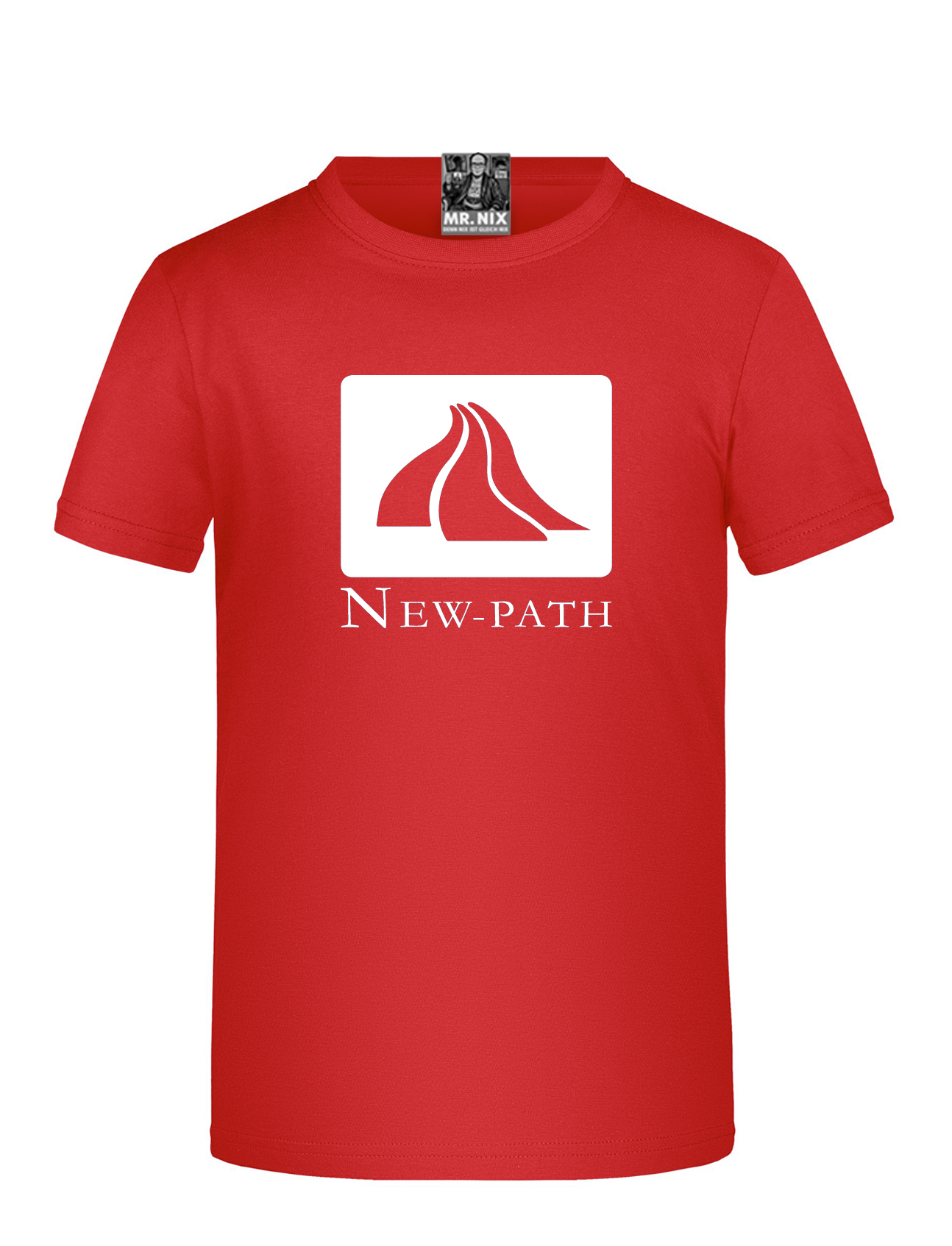 Beispiel-T-Shirt blau mit großem New-path-Logo